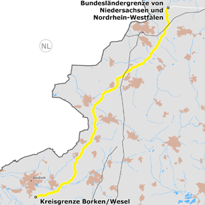 Trassenverlauf des Abschnitts NRW1 von der Landesgrenze Niedersachsen/Nordrhein-Westfalen zur Kreisgrenze Borken/Wesel des BBPlG-Vorhabens 1 Trassenverlauf des Abschnitts NRW1 von der Landesgrenze Niedersachsen/Nordrhein-Westfalen zur Kreisgrenze Borken/Wesel des BBPlG-Vorhabens 1