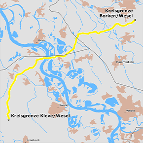 Festgelegter Trassenverlauf des Abschnitts NRW 2 Kreisgrenze Borken/Wesel zwischen Bocholt und Hamminkeln bis zur Kreisgrenze Kleve/Wesel zwischen Uedem und Sonsbeck des BBPlG-Vorhabens 1 Festgelegter Trassenverlauf des Abschnitts NRW 2 Kreisgrenze Borken/Wesel zwischen Bocholt und Hamminkeln bis zur Kreisgrenze Kleve/Wesel zwischen Uedem und Sonsbeck des BBPlG-Vorhabens 1