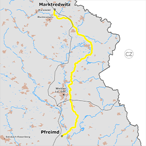 festgelegter Trassenverlauf des Abschnitts Marktredwitz – Pfreimd des BBPlG-Vorhabens 5a festgelegter Trassenverlauf des Abschnitts Marktredwitz – Pfreimd des BBPlG-Vorhabens 5a
