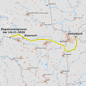 Trassenverlauf des Abschnitts A (Vieselbach – Regelzonengrenze) des BBPlG-Vorhabens 12 Trassenverlauf des Abschnitts A (Vieselbach – Regelzonengrenze) des BBPlG-Vorhabens 12