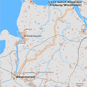 Trassenkorridor des Abschnitts L111 östlich Allwörden (Freiburg/Wischhafen) – Wesermarsch des BBPlG-Vorhabens 48 Trassenkorridor des Abschnitts L111 östlich Allwörden (Freiburg/Wischhafen) – Wesermarsch des BBPlG-Vorhabens 48