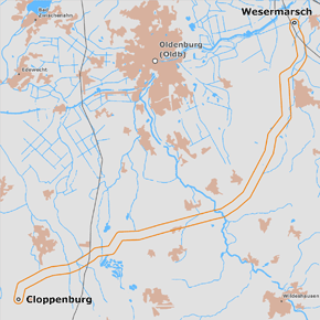 Trassenverlauf des Abschnitts Wesermarsch – Cloppenburg des BBPlG-Vorhabens 48 Trassenverlauf des Abschnitts Wesermarsch – Cloppenburg des BBPlG-Vorhabens 48